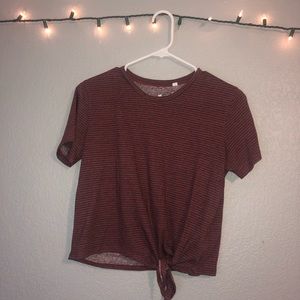 Pacsun red striped crop tee